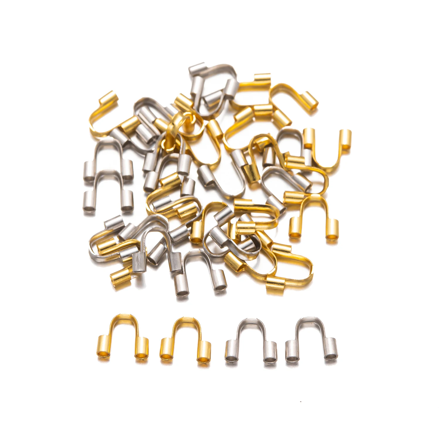 

100pcs Gold Silver U Shape Wire Protectors Rope Guard Guardian Clasps Connector For DIY Bracelets Jewelry Making Supplies Charms