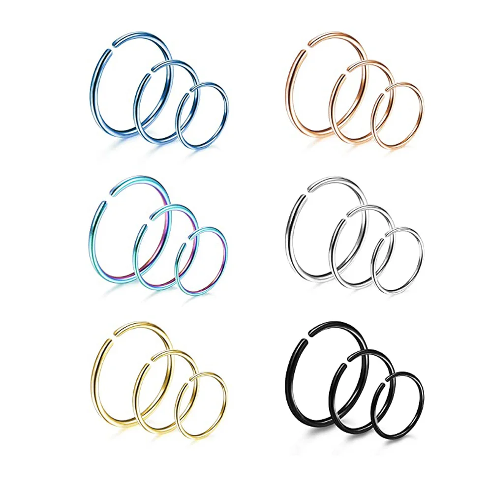 2pcs 20G 0.8mm Thin Fake Nose Ring Septum Helix Nostril Piercing Labret Lip Fake Piercing Titanium Cartilage Earrings Hoop nose rings piercing jewelry body piercing earrings ear piercing jewelry hoop earrings body piercing jewelry body jewelry