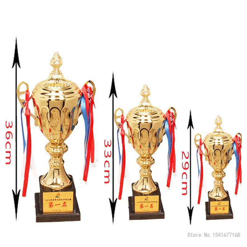 Customizable Champions Trophy, Contest Commercial Covered Metal Football Trophy Medal Souvenir Cup, Plastic Base, 1Pc