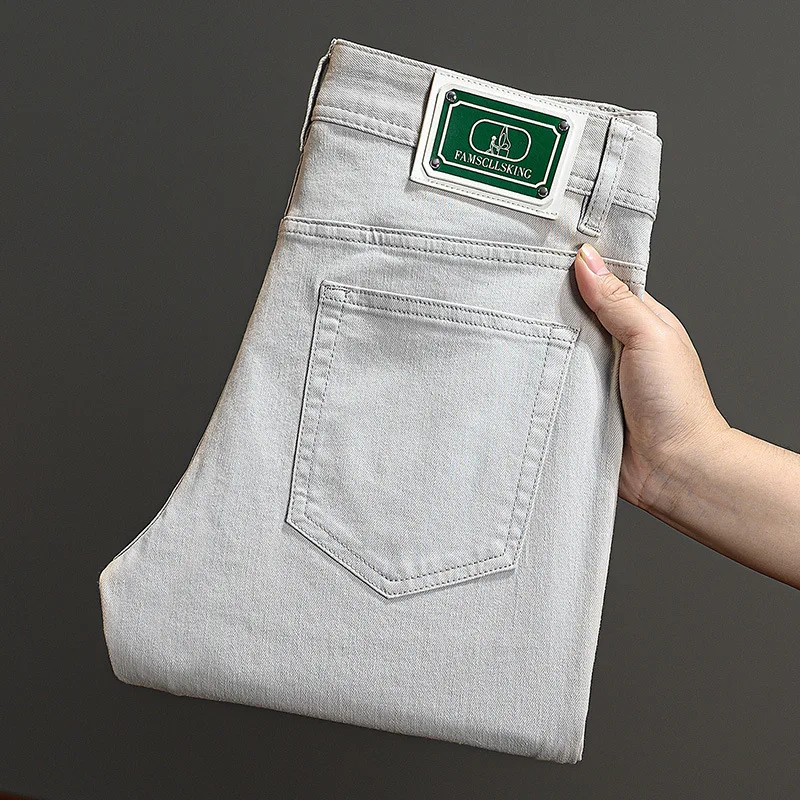 2024 autumn new jeans men's Stretch Slim high-end casual light luxury and simplicity all-match mute trousers 2