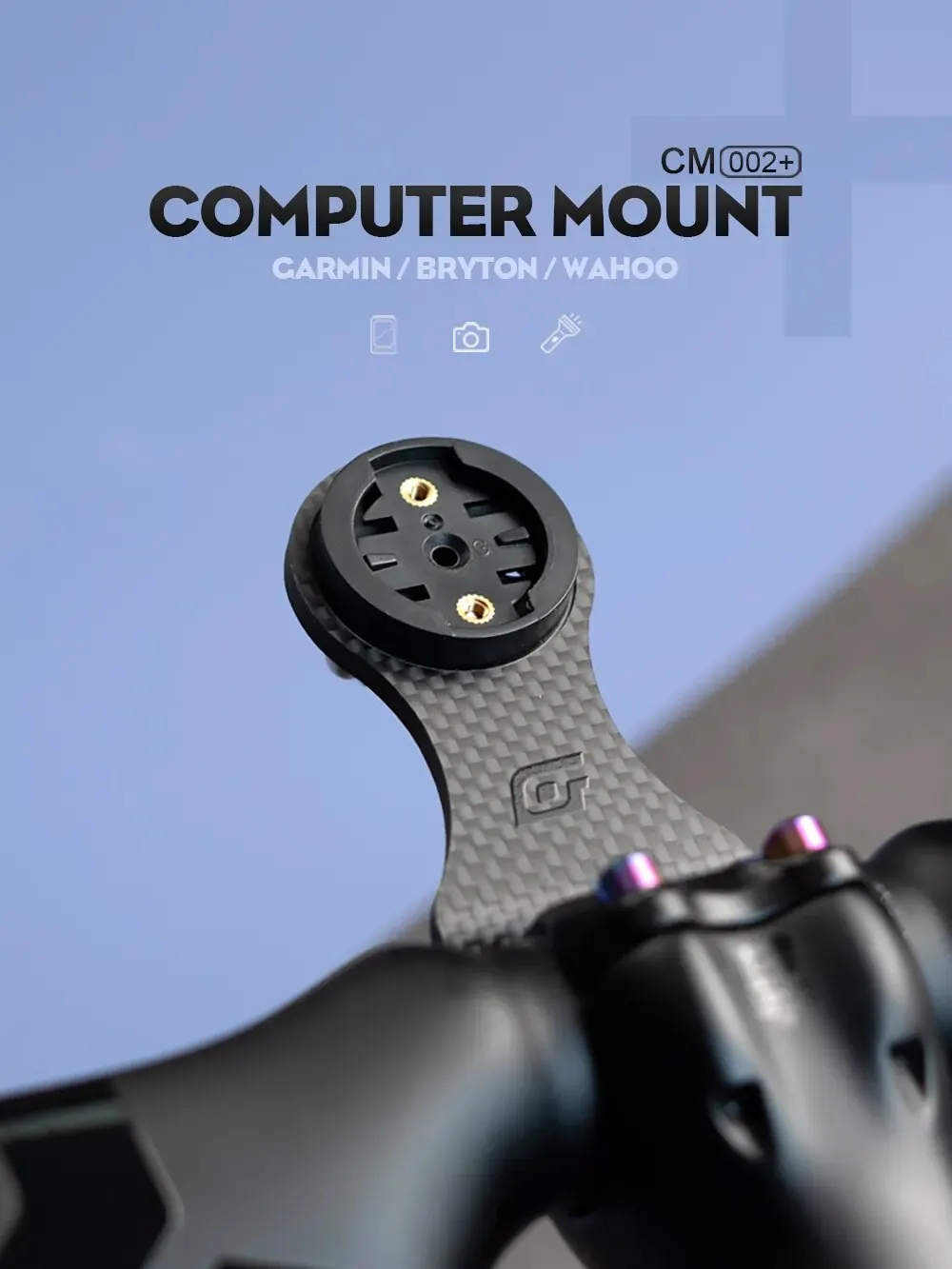 Description Picture 3 of itemOGEVKIN Bike Stem Extension Carbon Computer Mount Holder Rack for GPS/Cycling Computer/Camera/Light Bicycle Accessories 3K Black