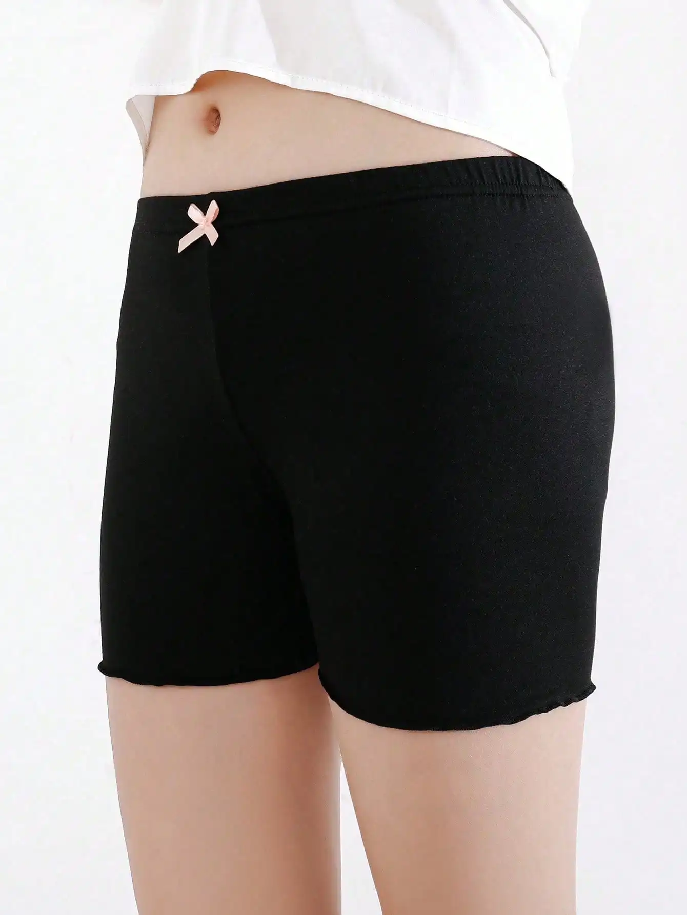 3Pcs 여아 모달 안전 반바지 2-10Y 노출 방지 리본 장식 아동용 반바지 캐주얼, 해변, 파티 및 공주 의상용
