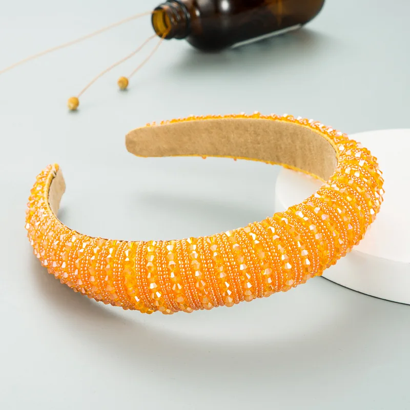 Wecoe Strass-Stirnband Orange – Mit Glitzernden Kristallperlen, Gepolstert & Bequem, Haarschmuck Für Frauen & Mädchen