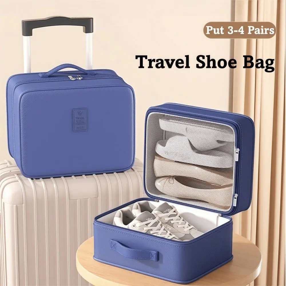 Upgraded Multi-layer Travel Shoe Bag Zipper Waterproof Sneakers Storage Bag Portable Sturdy Storage Box Store 4 Pairs of Shoes