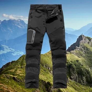 Mens Outdoor Quick Drying Pants Breathable Collapsible Two Cut Pants Absorption Quick Drying Hiking Cotton Casual Loose Trousers 1