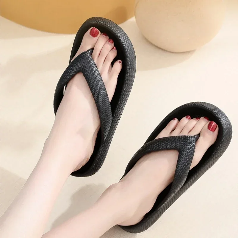 Rimocy Soft Sole EVA Women's Flip Flops 2025 Summer Beach Non-slip Cloud Slippers Women Thick Platform Clip Toe Bathroom Slides
