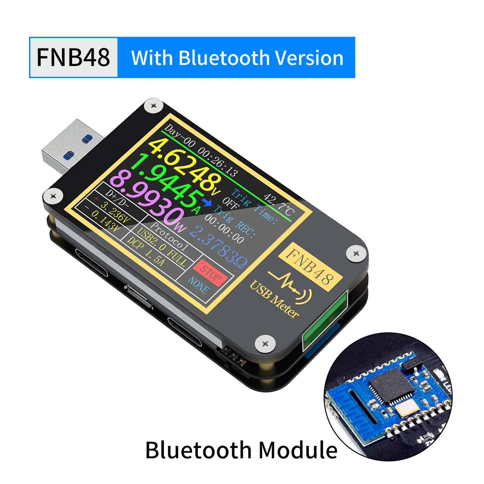 Ailao Probador de Voltaje FNIRSI-FNB48 Amperímetro Voltímetro Protocolo Capacidad Probador de Recarga rápida USB-A Voltaje de Corriente 01 