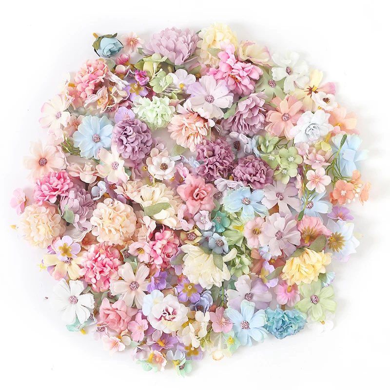 20/50 Stücke Mini Zufällige Mischung Künstliche Blumen Seide Gefälschte Blumen für Wohnkultur Hochzeit Dekoration Braut DIY Handwerk Geschenke Zubehör