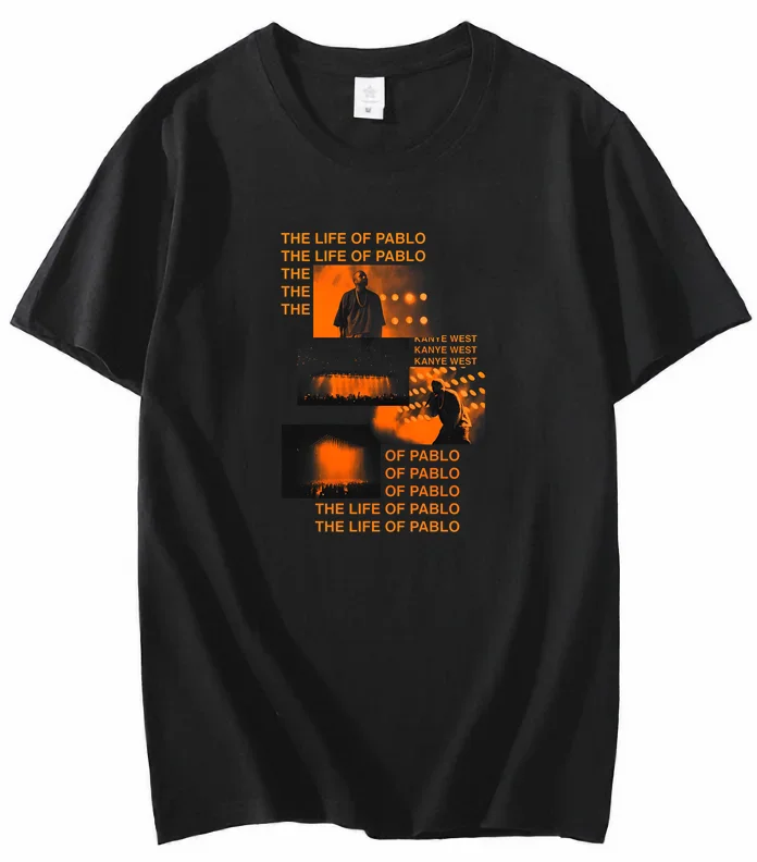

Men's Retro Cotton T-Shirt The Life of Pablo T-Shirt Rap Kanye West Meme Casual Hip Hop Rap Style Women's T-Shirt