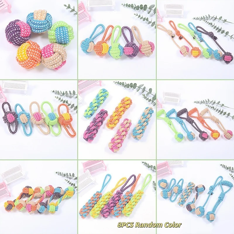 Interactive Cotton Rope Chew Ball For Dogs And Puppy Teething_voghion.com