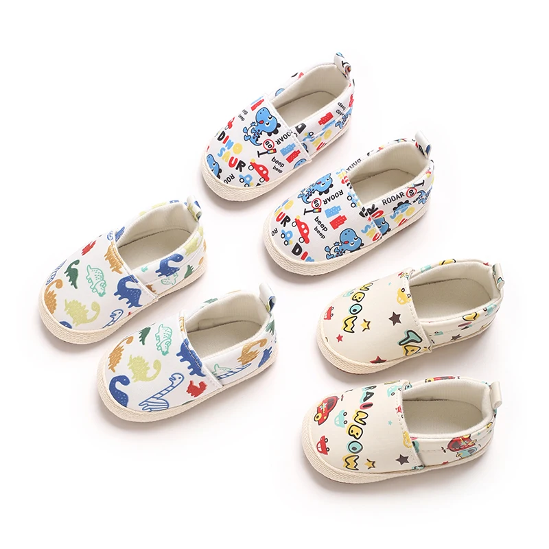 Newborn Baby Cartoon Graffiti Casual Canvas Sole Anti Slip Baby Shoes First Walking Children's Shoes