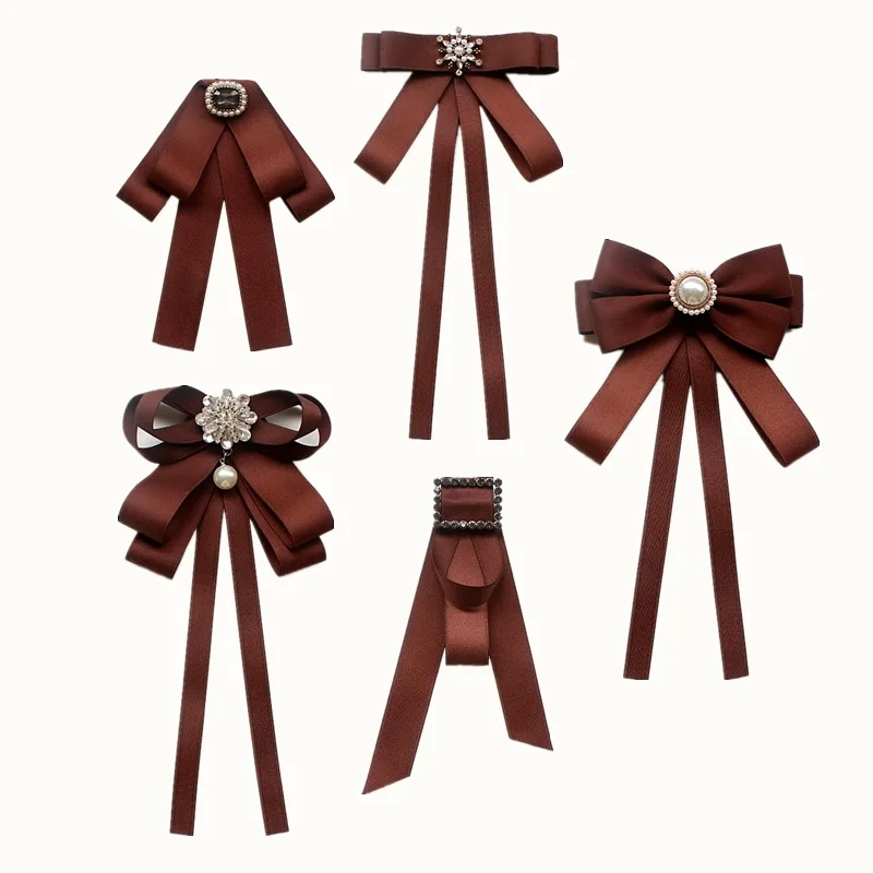 

Women Alloy Bling Rhinestone Pearl Bead Ribbon Bow Tie Chic Wedding Party Elastic Strap Pins Butterfly Bowtie JK Classic Necktie