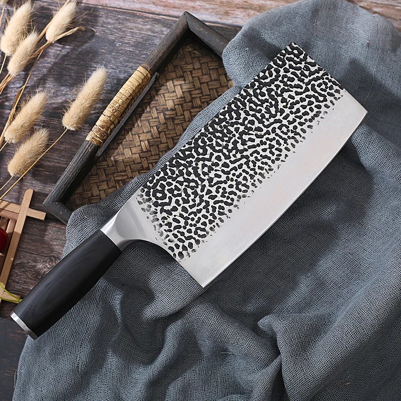 

Hand-Forged Kitchen Knife, Household Meat Cutting, Slicing, Wooden Handle, Durable, Chef, Dual-Purpose