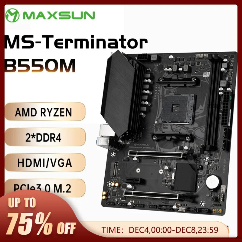 MAXSUN B550M AMD Gaming Motherboard DDR4 M.2 Supports Ryzen CPU R3 R5