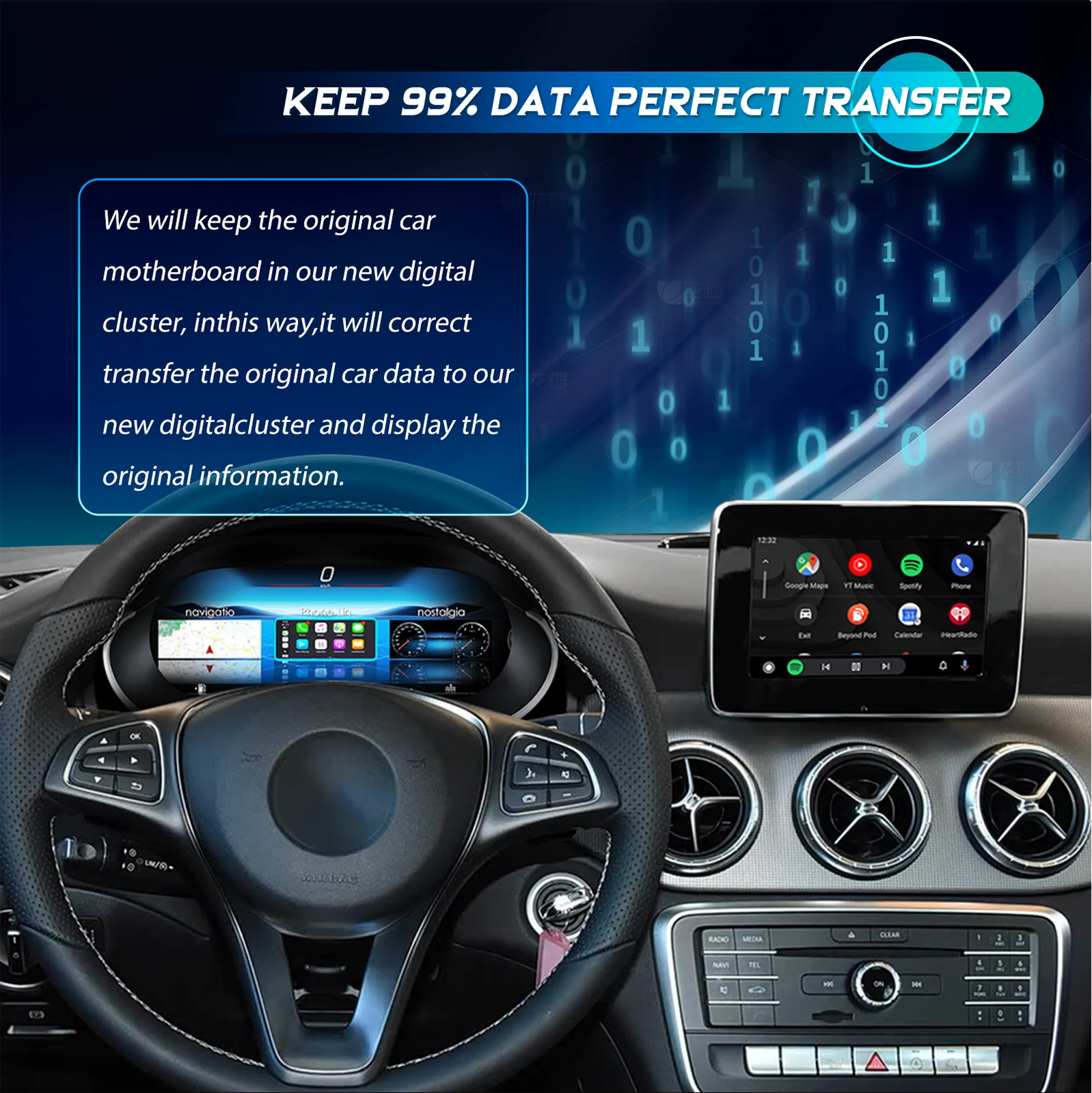 Panel de Instrumentos Digital LCD de 12.3'' para Benz Clase E W212 LHD, Años 2010-2015, Compatible con Carplay, HDMI, Velocímetro LCD, Cabina Virtual 5