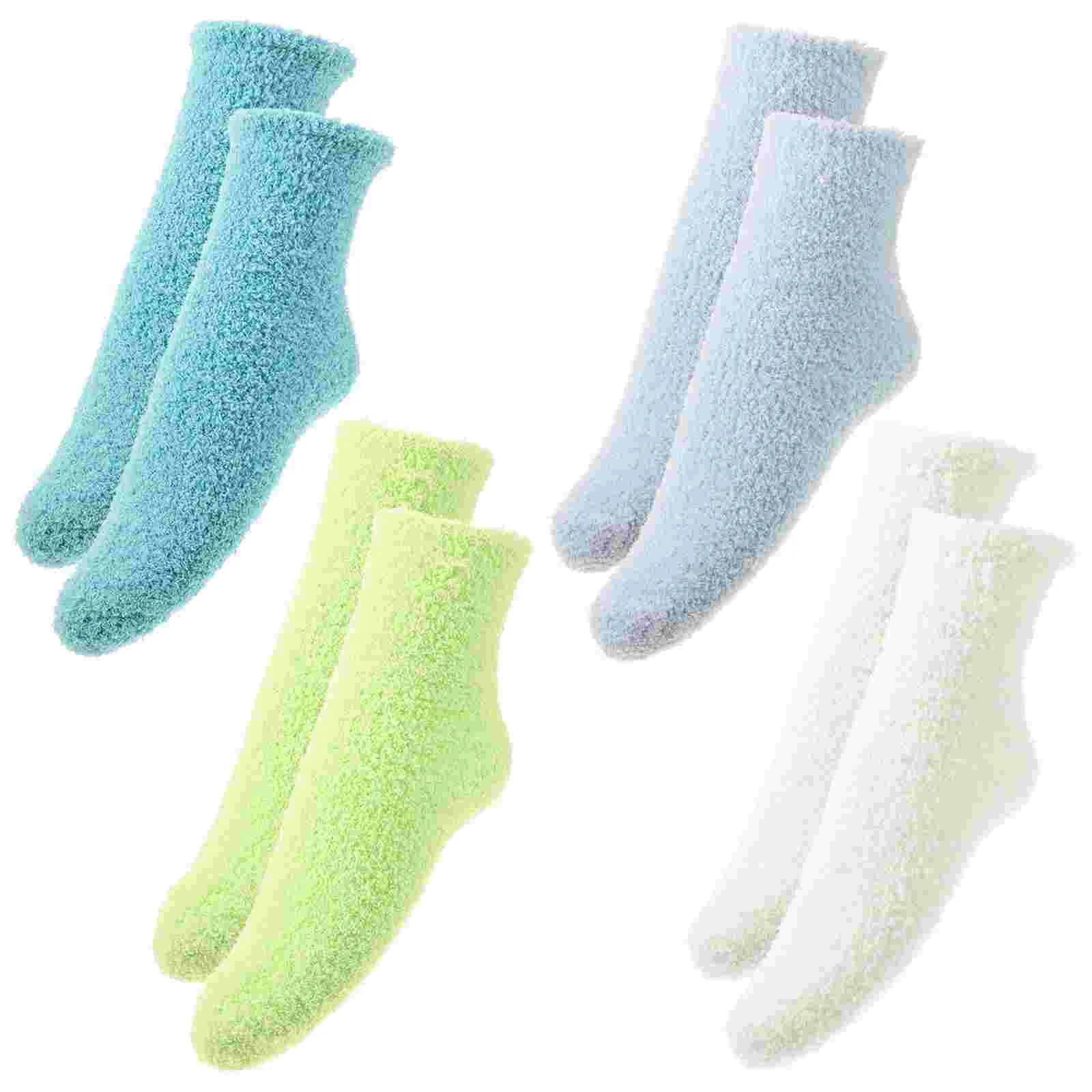 

4 Pairs Socks for Women Coral Fleece Winter Fuzzy Fall to The Ground Warm Bulk Women's