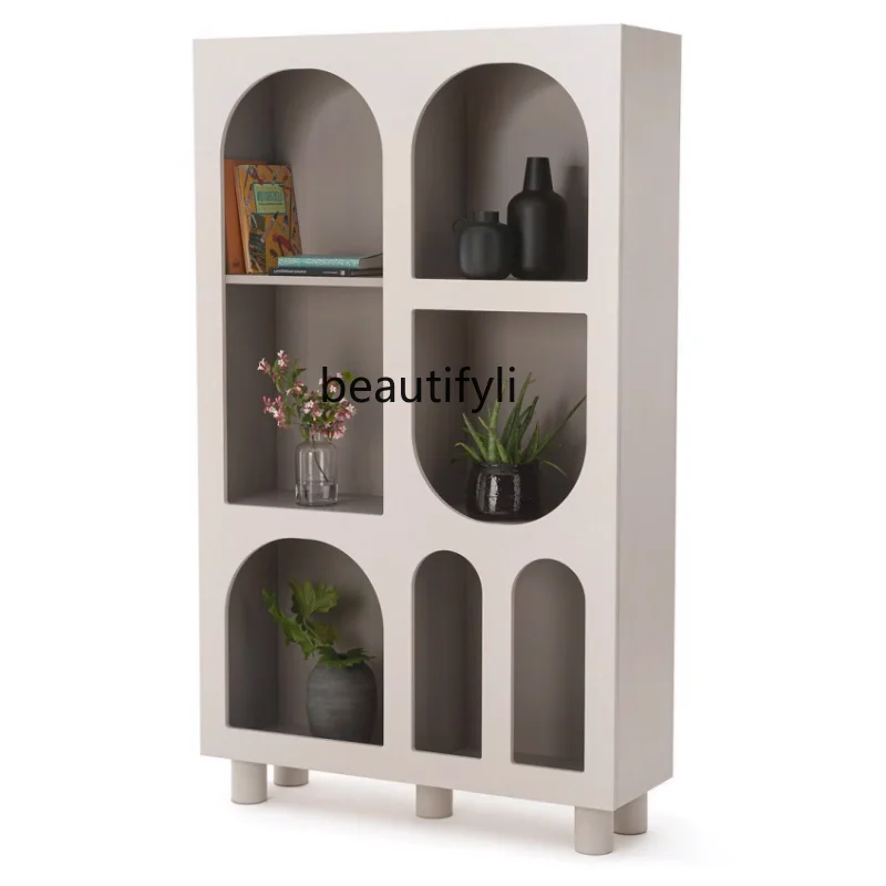 

Nordic Paint Bookcase Simple Modern Bookshelf Arch Shelf Curio Cabinet Solid Wood Bookcase