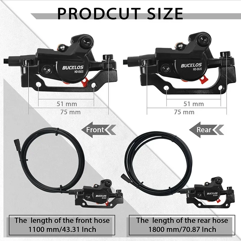 BUCKLOS Bicycle Hydraulic Oil Disc Brake Set E-Bike Scooter Mtb Folding Bike Power-off Brakes 2 Piston Caliper Brake Parts 4