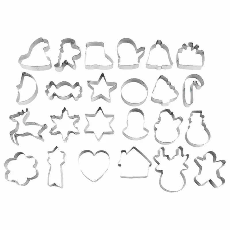 

Christmas Cookie Cutters Holiday Cookies Molds 24pcs Gingerbread Cutter Mold For Christmas Birthday Party Gingerbread Man Tree