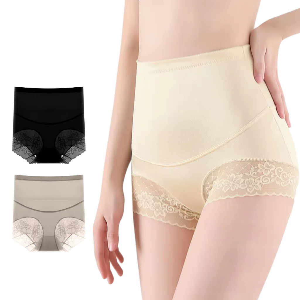 

1 Pc High Waist Lace Panties Women Seamless Slimming Tummy Control Briefs Sexy Plus Size Shapers Lingerie Cotton Health Knickers
