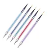 5pcs/Set 2 In 1 Dual-Ended Nail Art Liner Brushes With Crystal Handle Professional UV Gel Dotting Painting Drawing Pen DIY Tools 4
