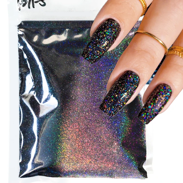 10g Holographic Laser Nail Fine Glitter Powder Sparkly Gold Silver Nail  Eyeshadow Makeup Nail Decor Glitter Peacock Nail Dust ## - Nail Glitter -  AliExpress