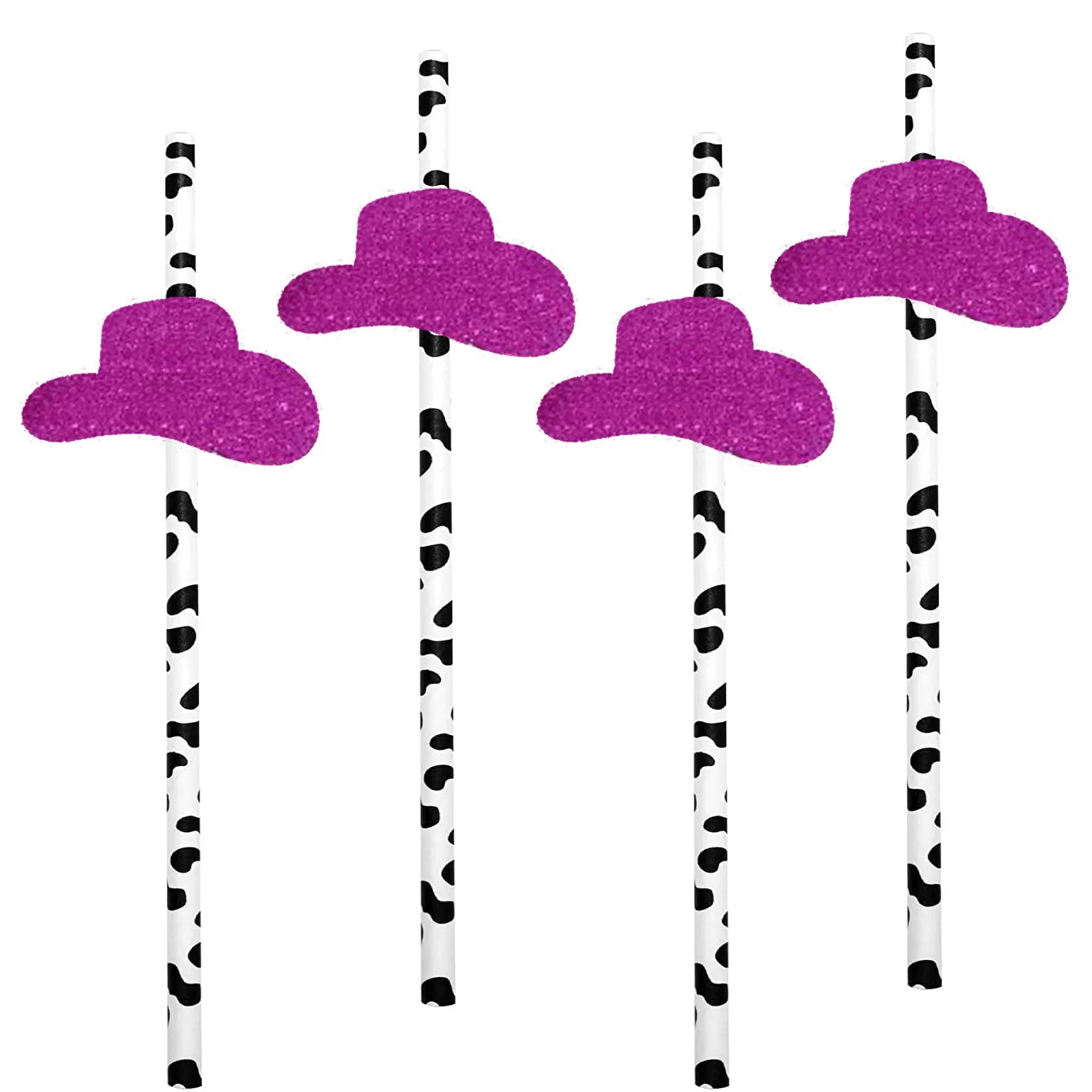 Drink Novelty Accessories Reusable Party Creative Decorations Straw Milk Cow Small Top Hat Paper Straws Disposable Degradable