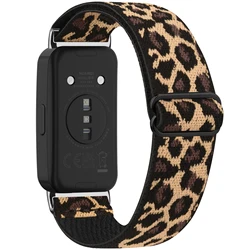 Sport Nylon Loop Strap - Elastic NFC Wristband Bracelet Accessory - Huawei band 8 (Leopard print)