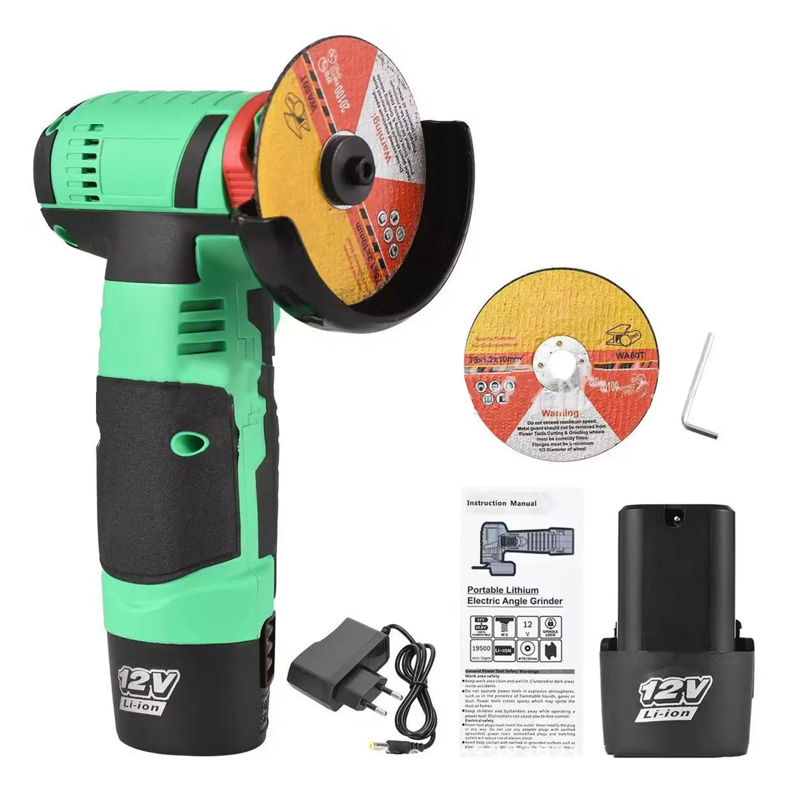 12V 19500rpm Cordless Angle Grinder Tool Kit Portable Lithium Electric Angle Grinder Mini Rechargeable Power Cutter drill sharpener drill grinder set grinding wheel portable drill bit sharpener corundum grinding wheel for grinder polishing set