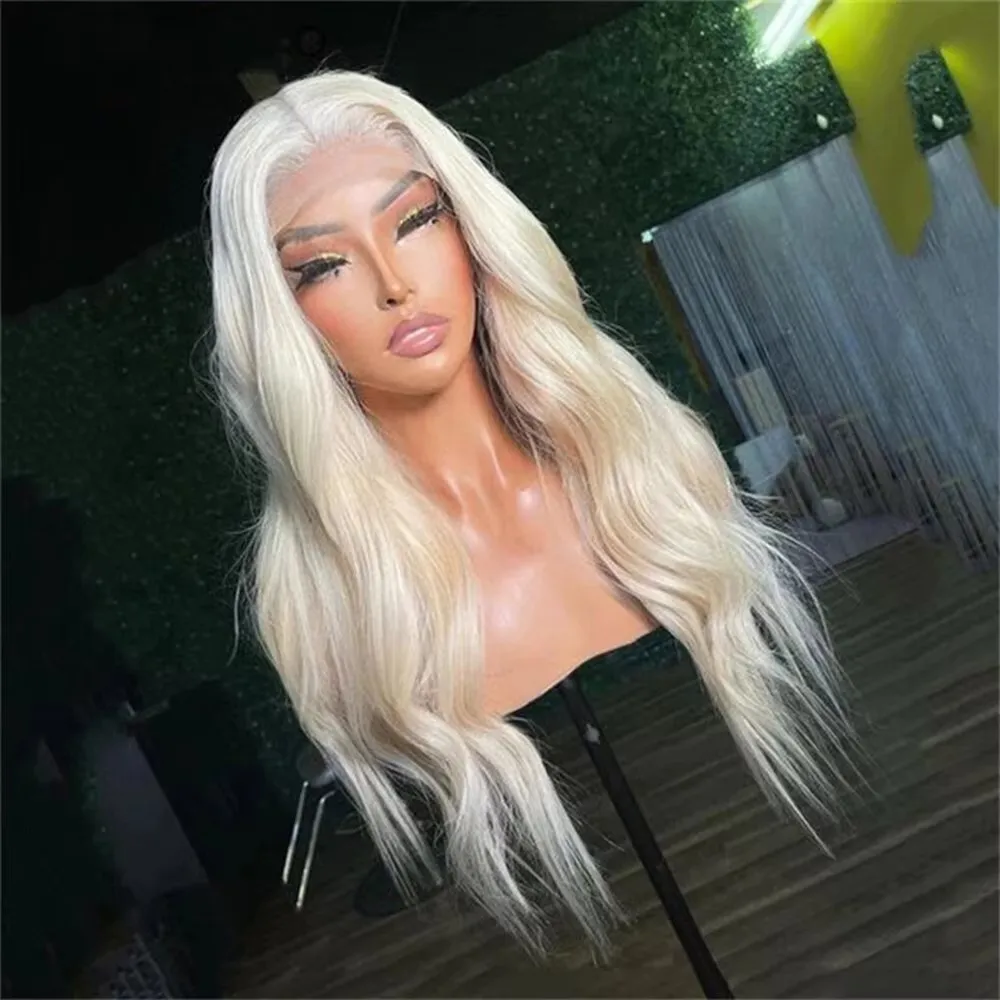 ZXBMALWIGS Synthetic 13X4 Body Wave Blonde 60# Lace Front Wigs for Women Glueless Cosplay Hair Heat Resistant Fiber Daily
