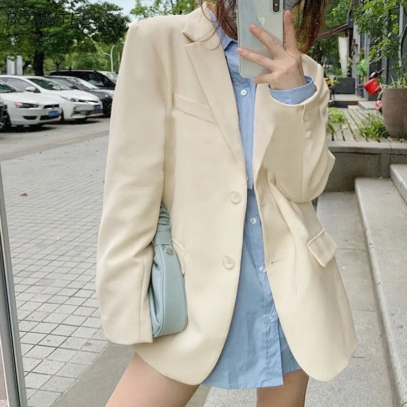 

Блейзеры для женщин, простая элегантная модная одежда в Корейском стиле, Повседневная винтажная Офисная Женская верхняя одежда, уличная одежда, пальто в стиле ольччан для знаменитых дам