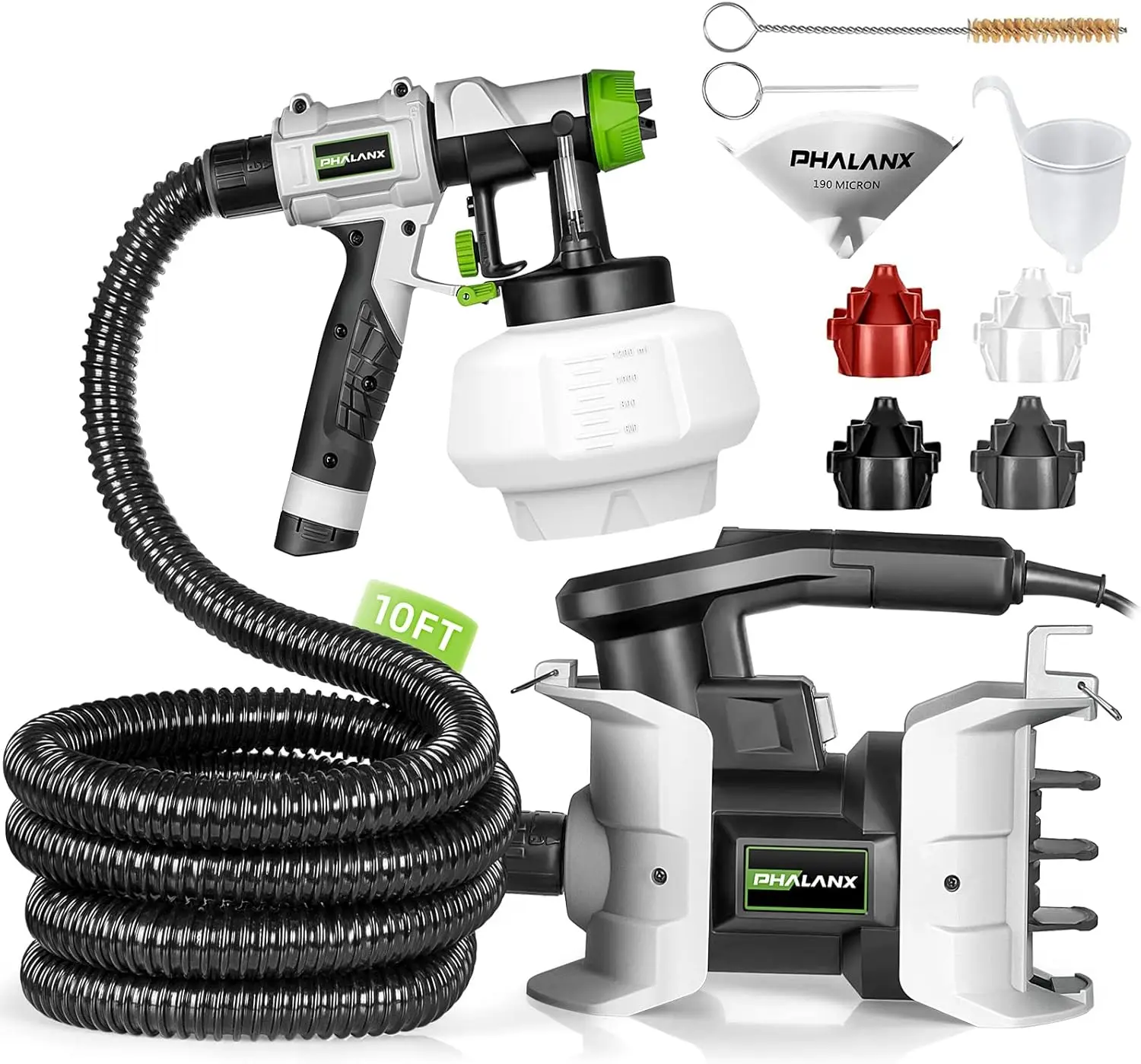 HVLP Paint Sprayer, 700W Spray Gun with 10FT Air Hose 4 Nozzles and 3 Patterns,1200ml High Capacity Easy to Clean and Us