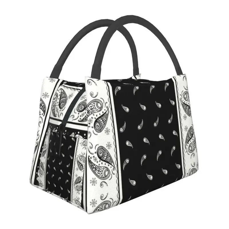 

Custom Classic Paisley Bandana Pattern Lunch Bag Women Thermal Cooler Insulated Lunch Box for Picnic Camping Work Travel