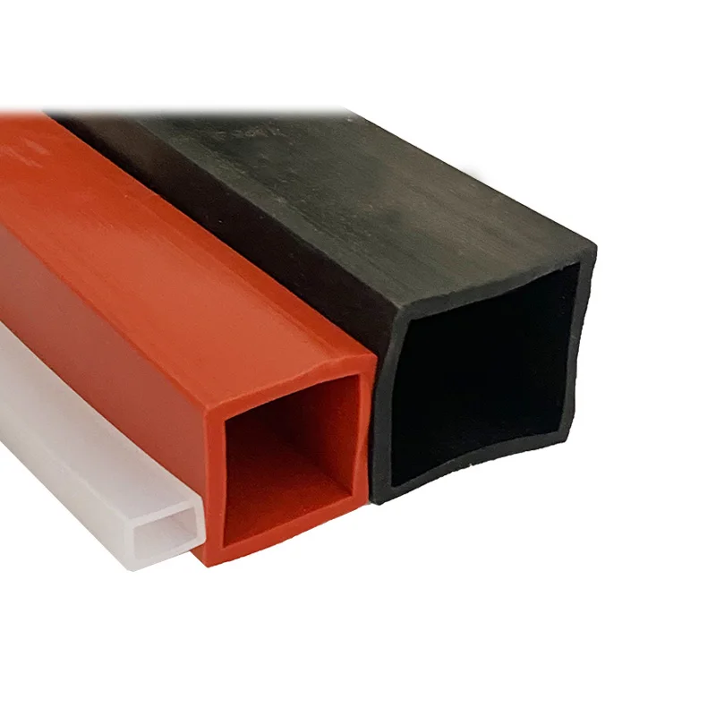 Silicone Square Tube Sleeve Hollow Squares Pipe Rubber Sealing Strip Protective Casing Rectangular High Temperature Resistant