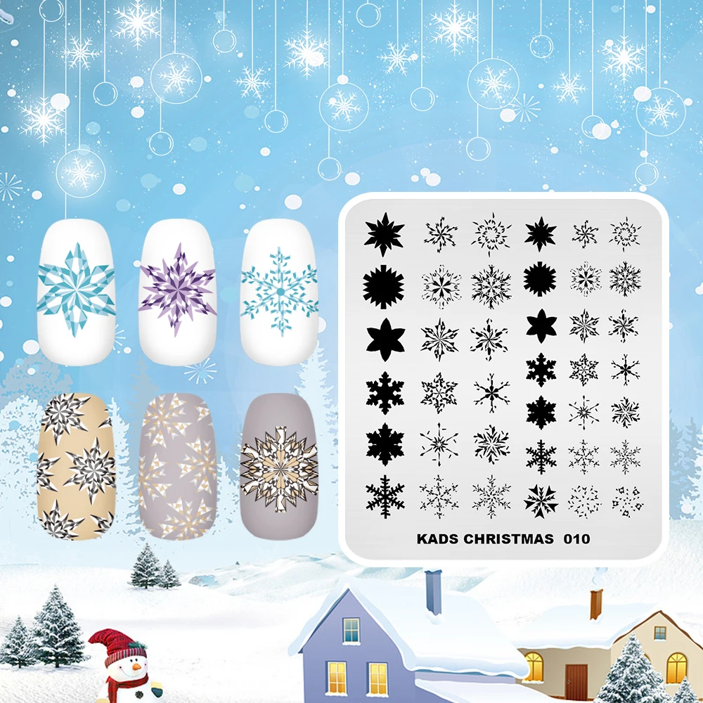 KADS Halloween Christmas Nail Stamping Plates Pumpkin Snowflake Image Manicure Stamp Template DIY Nail Art Decoration Plates 3