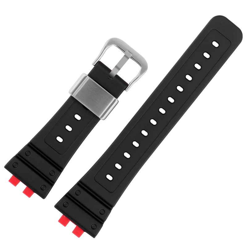 Korlexchi Horlogeband voor heren, compatibel met Casio GM-B2100 & GMW-B5000, fluorelastomeer rubberen band voor G-Shock, zachte duurzame comfortabele vervangende polsband (zwarte band zilveren gesp