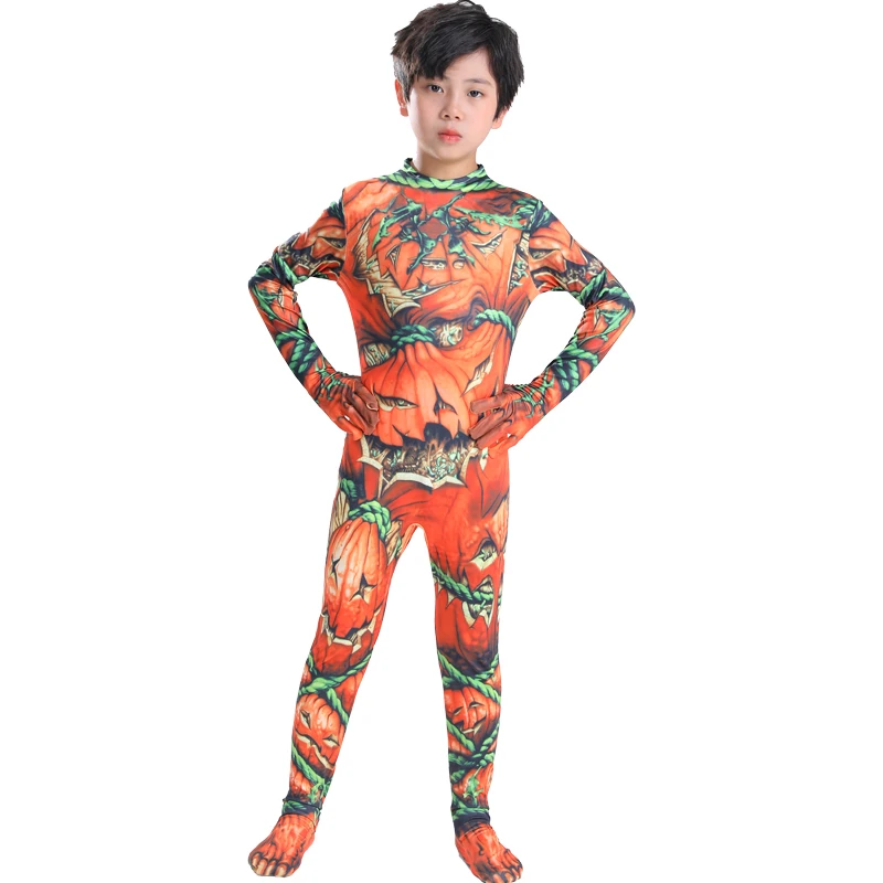 

Pumpkin Man Halloween Original Design Horror Adult Children Plus Hood Costume Cosplay Bodysuit