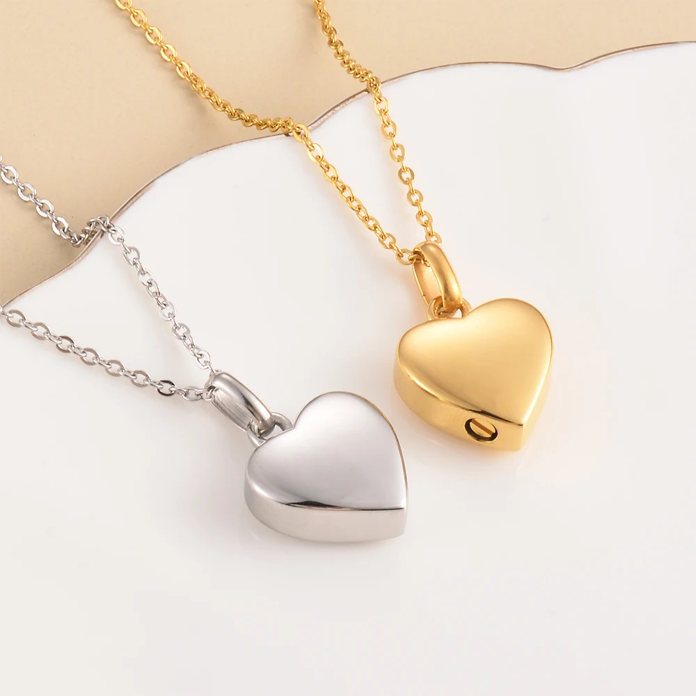 Custom Cremation Jewelry Memorial Urn Necklace For Ashes Holder Stainless Steel Blank Love Heart Pendant Engravable Keepsake 2