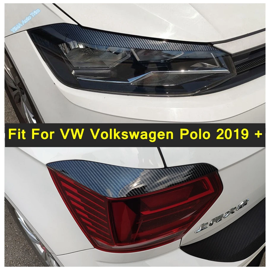 

Car Front Headlight Eyelids Eyelashs Cover Trim Fit For VW Volkswagen Polo 2019 - 2023 Plastic Mouldings Exterior Accessories