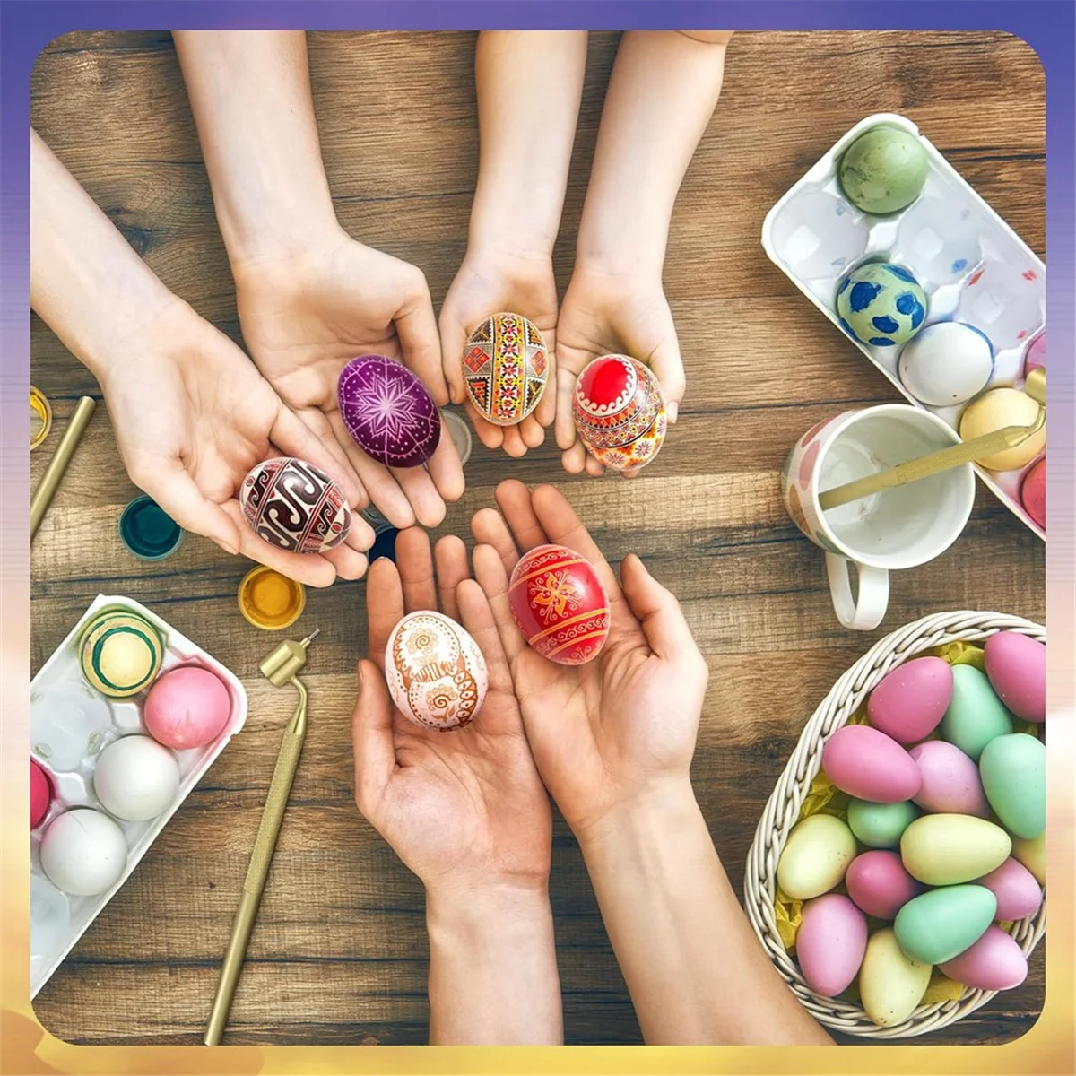 부활절 달걀 Pysanky 용품에 대한 장식 예술에 대한 3 Pysanka 세트 핫 왁스 드로잉 펜의 최신 세트