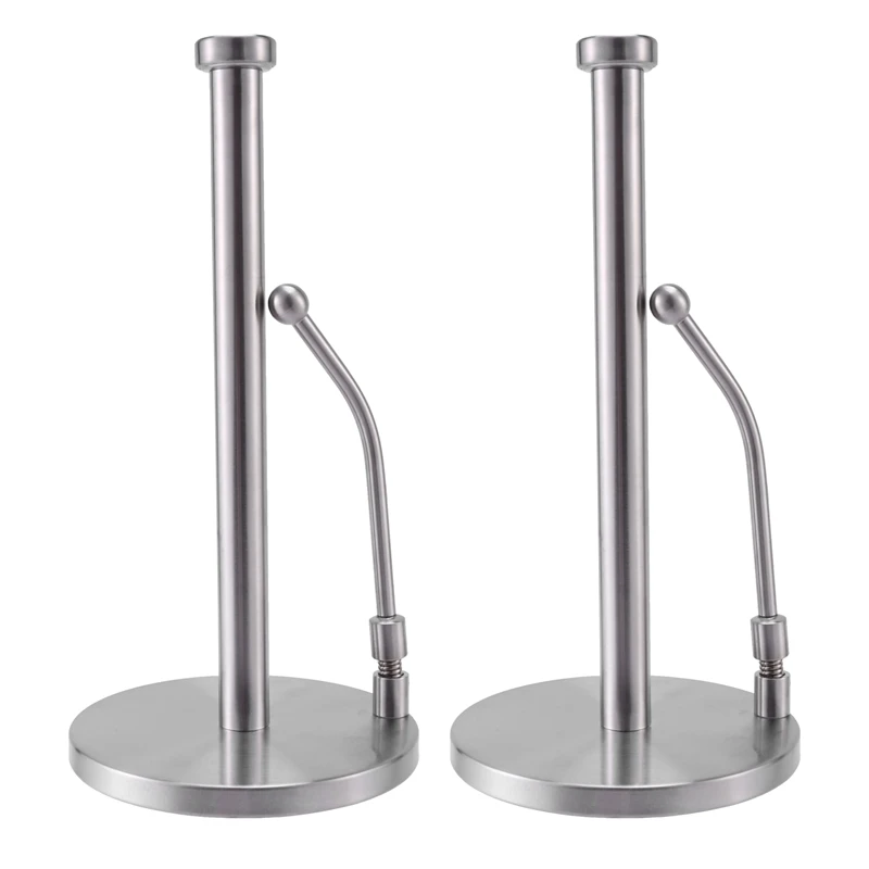 

2X Paper Towel Holder Stainless Steel Standing Tissue Holder One-Handed Tear, Perfect Modern Design For Kitchen