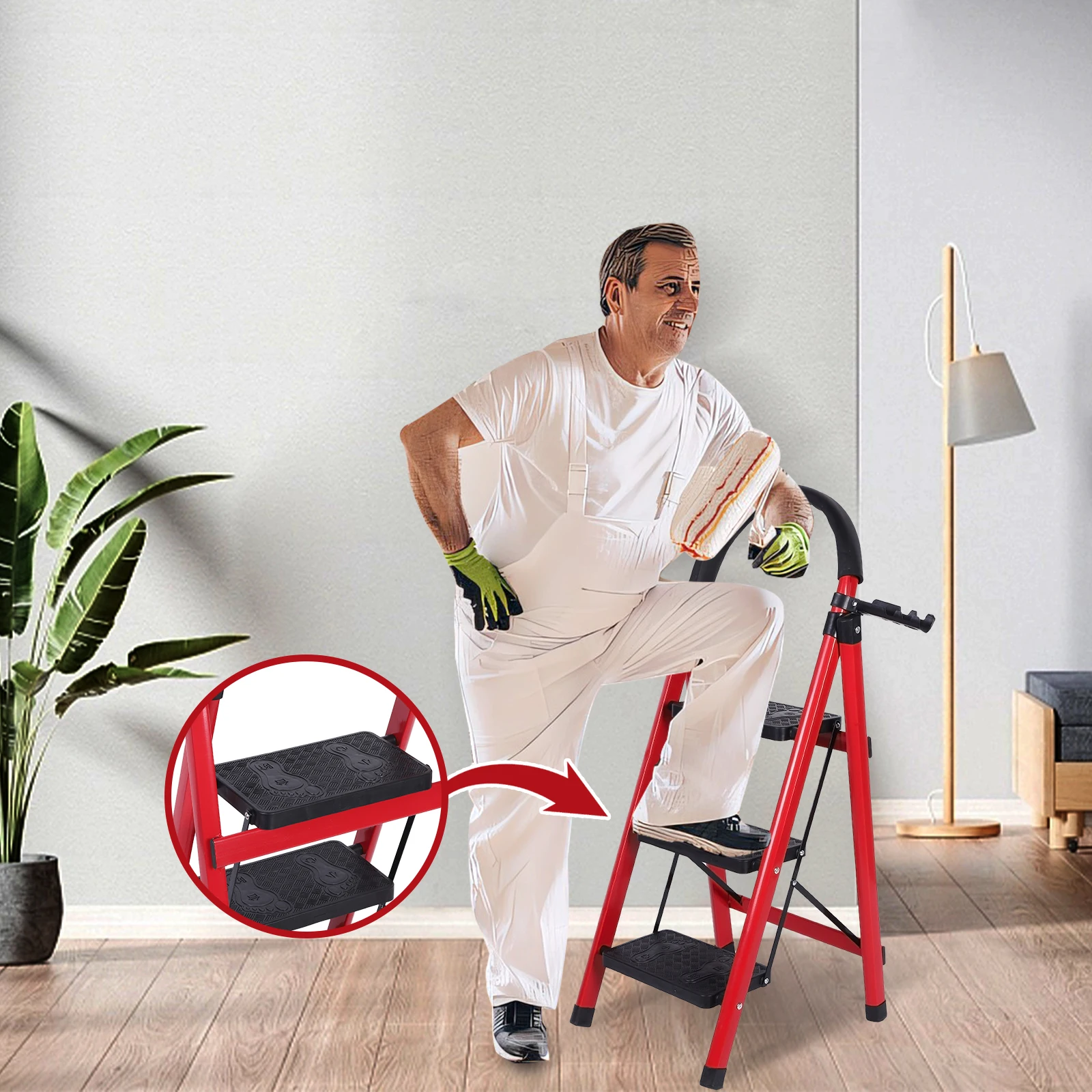 Portable Steel Folding Ladder for Home and Outdoor Use
