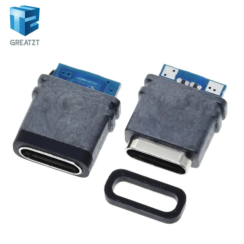GREATZT USB 3.1 wasserdichter Typ-C-Anschluss, 2PIN/4PIN, 5A-Buchse, doppelter 5,1K-Widerstand, unterstützt Laden und Entladen