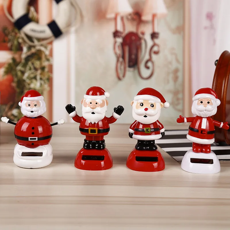 Christmas Series Swinging Solar Doll Car Ornament Funny Santa Claus Snowman Moose Solar Swinging Doll Desktop Decoration solar kimono doll ornament
