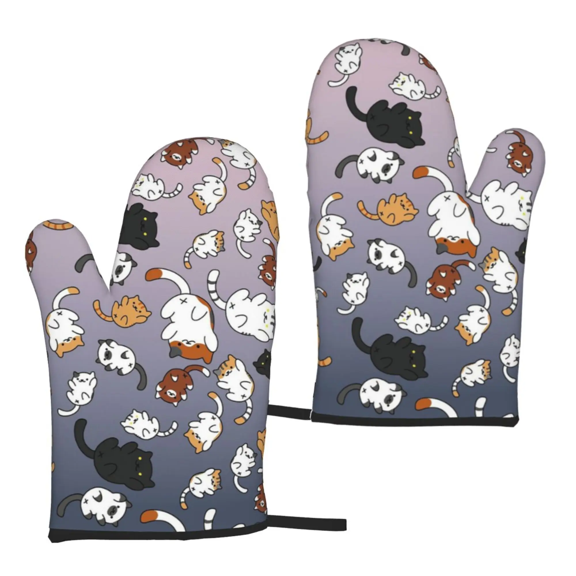 

Gradient Cute Cats Oven Gloves 2pcs Microwave Gloves Oven Gloves Heat Resistant Oven Mitts for Kitchen Bbq Cooking One Size