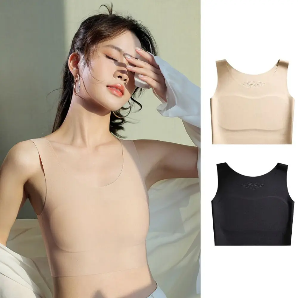 Basic Ice Silk Wireless Bra Slim Ultra-thin Underwear for Women U Neck Lingerie Girls Seamless Bra Female 3