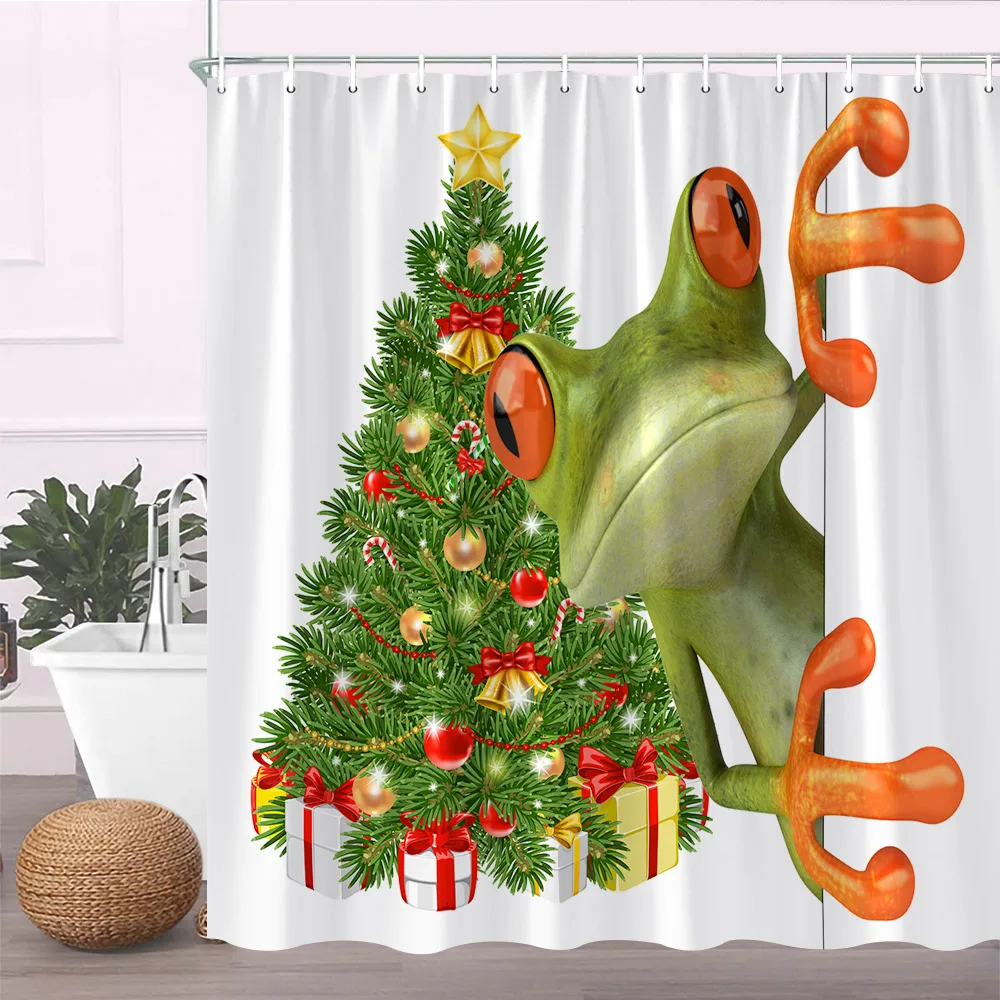 

Мультяшная лягушка Рождественская елка занавеска для душа крючок для детской комнаты декор для ванной занавеска из полиэстера ткани аксессуары для ванной комнаты наборы