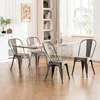 Metal Patio Dining Chair Set of 4 Dark Grey Farmhouse Tolix Style for Kitchen Dining Room Restaurant Bistro Stackable 3