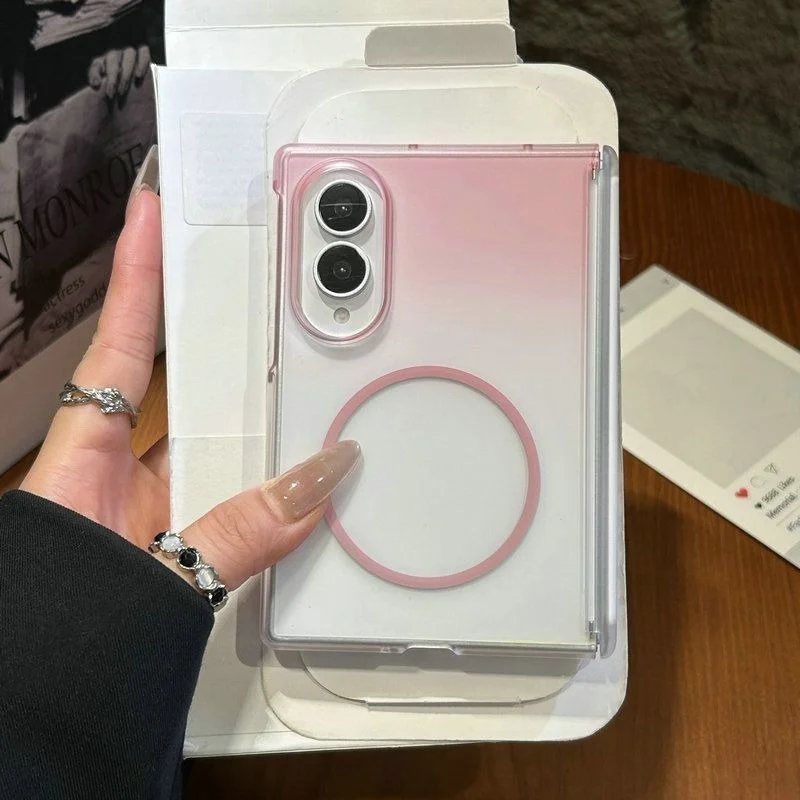 Gradient Color Matte Translucent Hinge Protection Case for Wide Foldable Smartphones