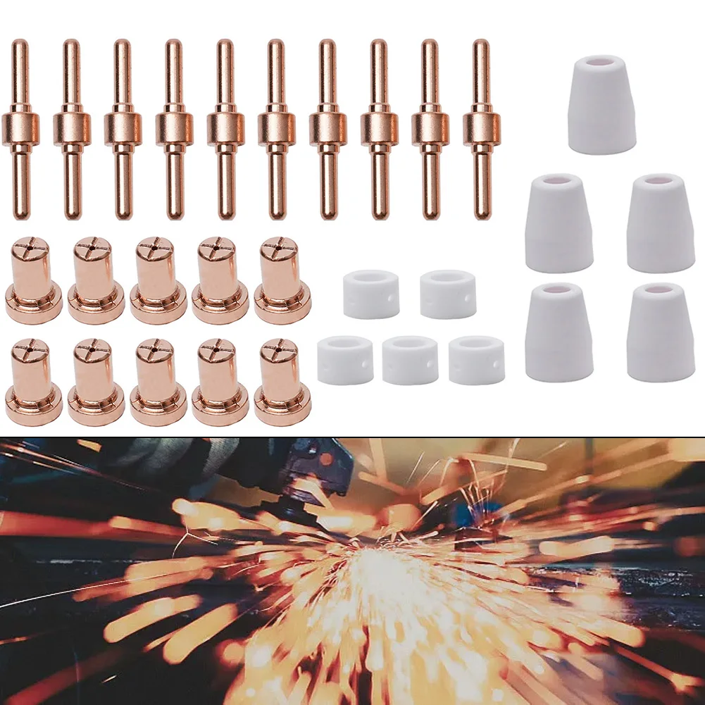 

Useful Brand New Hot Sale Plasma Cutter Electrodes Nozzles 30 Pcs Accessories CUT-40 LGK-40 PT-31 Copper&ceramic